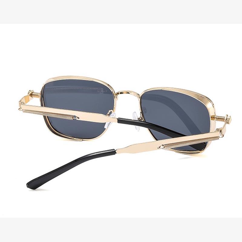 Retro Box Edging Steam Punk Men's Sunglasses with Personalized Metal Springs