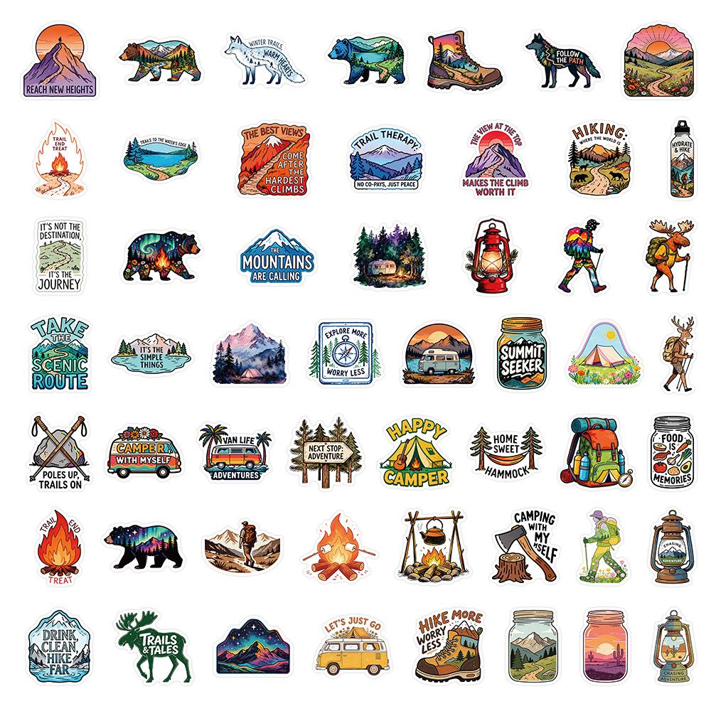 10/30/50pcs Cool Cartoon Outdoor Hiking Camping Stickers Decoration DIY Notebook Phone Helmet Laptop Waterproof Graffiti Sticker