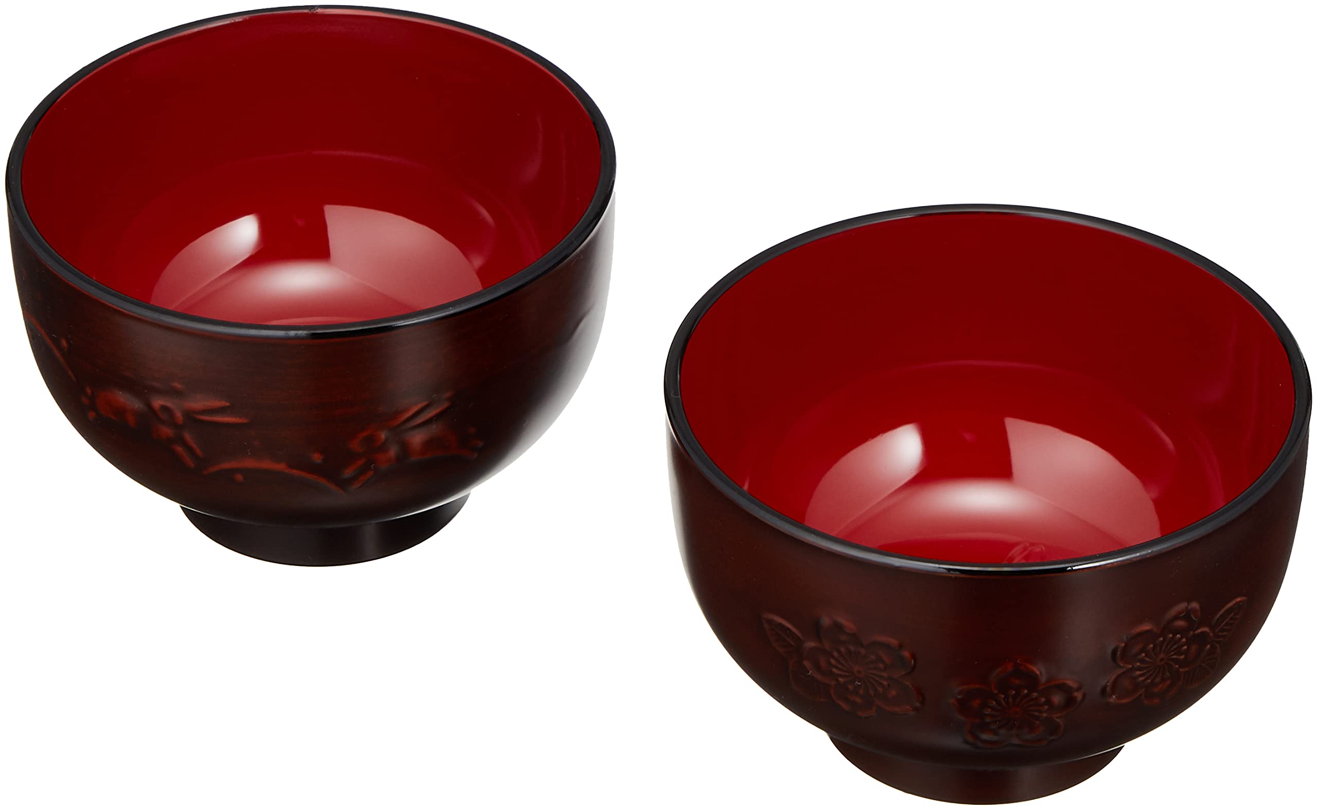 

Yamanaka Lacquerware Microwave Soup Set of Tochigi Wood Grain Cherry Blossom M15440 Bowls, 2, (Rabbit & Carvings),