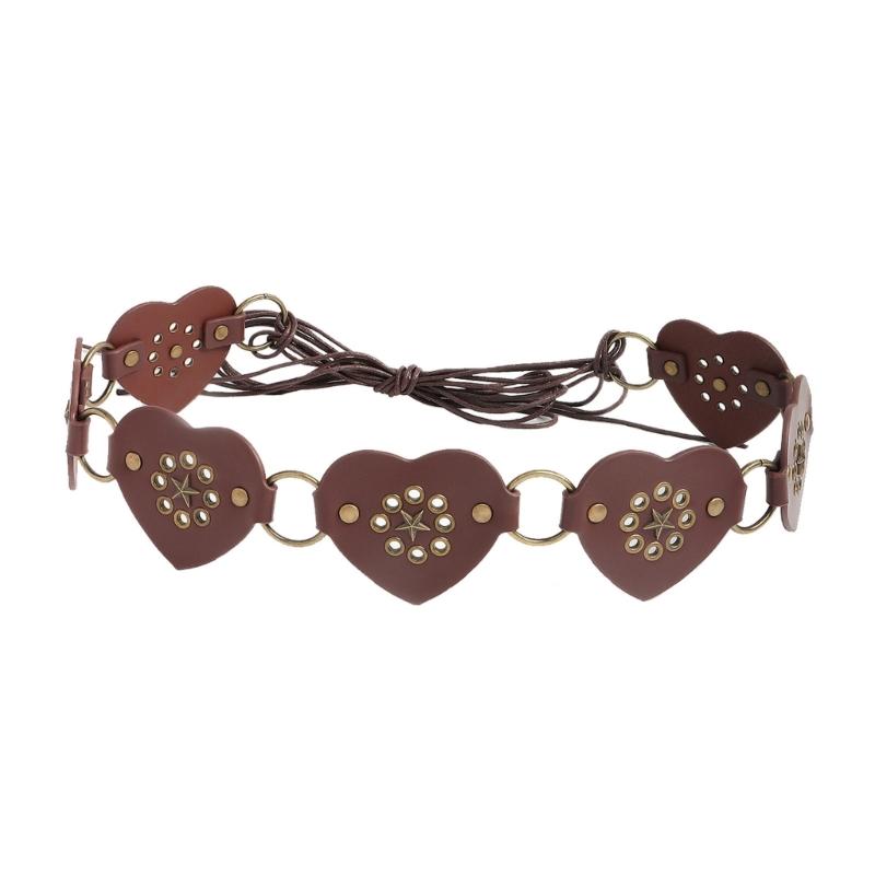 Retro Wide Heart Link Belt Fashion Accessory Waist Cincher Band For Jeans Dresses In Multiple Color