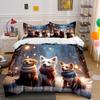 Three Scarfed Dogs In Snowy Night Printed Duvet Cover Set1 Duvet Cover+2 Pillowcasemulti Size Bedroom Bedding Decor