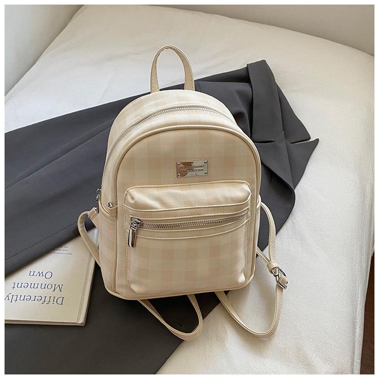 Fashion Casual Backpack Women's 2025 Summer New Personalized Design Plaid Small Backpack Simple Foreign Style Small Backpack