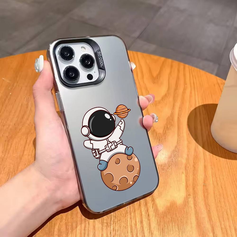 A-Abstract astronaut M-mobile Phone Case For iPhone17,16,15,14,13,12,11 Plus,Pro Max Black Candy silver phone case
