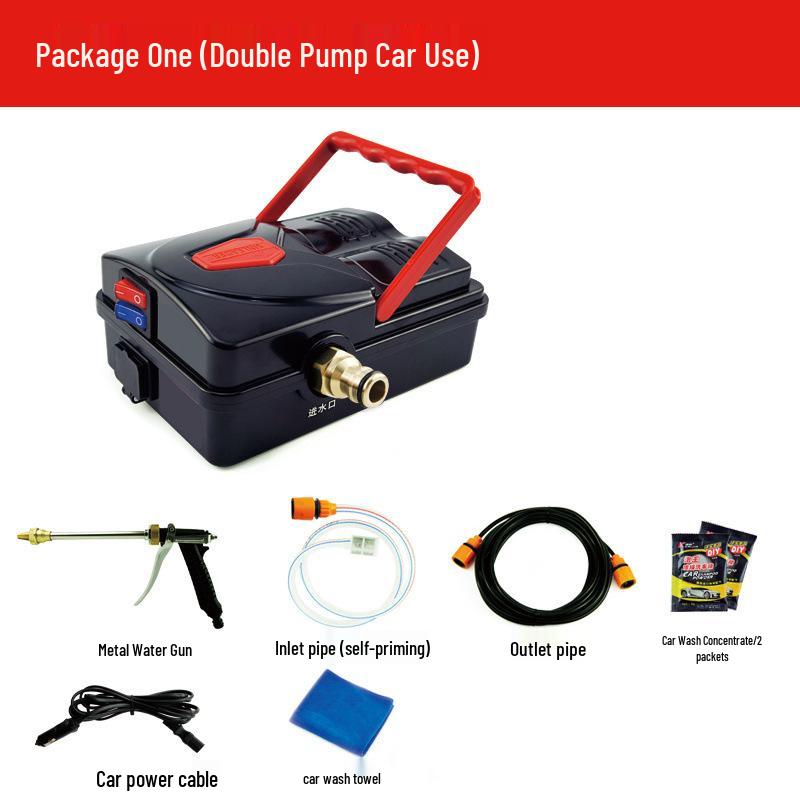 

Портативная мойка высокого давления для автомобиля: Самовсасывающий водяной пистолет с двойным насосом для бытового использования