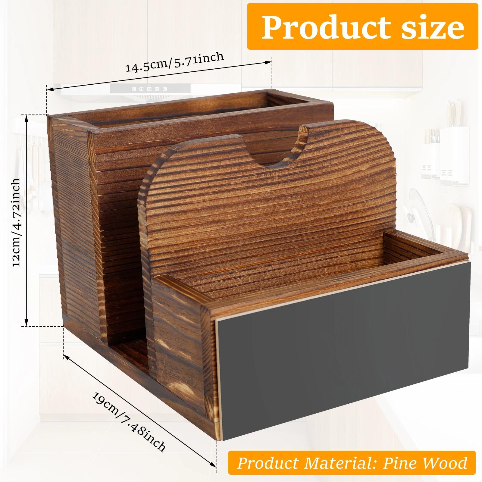 

Napkin Salt and Pepper Holder Vintage Wooden Desktop Tissue Holder Box with Writable Chalkboard for Dining Room Spice Rack світло-коричневого кольору