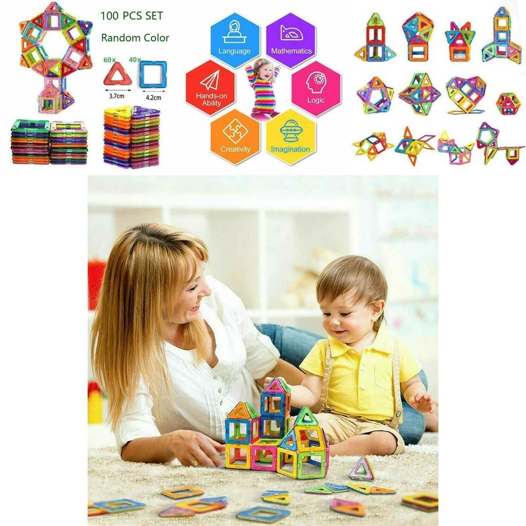 Magnetic Building Blocks Construction Set With Vibrant Multicolor Pieces For Creative Kids And Relaxing Adults