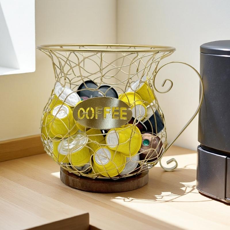 Sturdy Coffee Organizers Basket In Elegant Designs Featuring Opening Portable Accessory for Home or Office Use