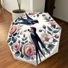 1pc birds flowers Automatic Open/Close Umbrella with Windproof, 8-Rib Sturdy Canopy, Durable Ribs, Fashionable Design1193A