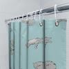 Home Decor Shower Curtain With Blue Cat Pattern Bathroom Linen Set For Kids' Room Decoration Waterproof Fabric Hook Rings Includ