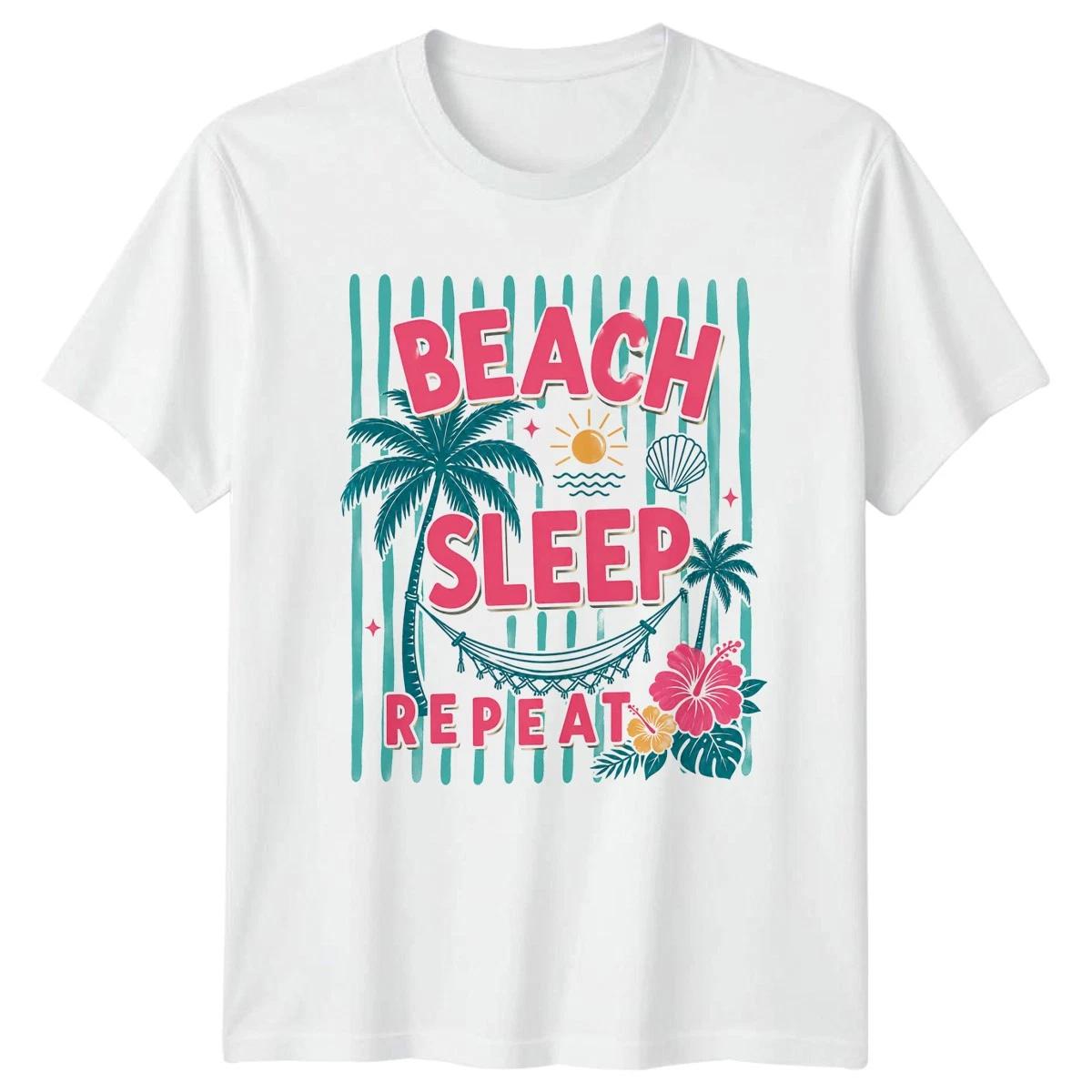 Beach Sleep Repeat Womens T-Shirt Tropical Vacation Summer Holiday Gift For Her S