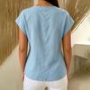 Women V Neck Button Front Blouse Short Sleeve Casual Lightweight Top with Relaxed Fit and Wrap Style for Everyday Wear