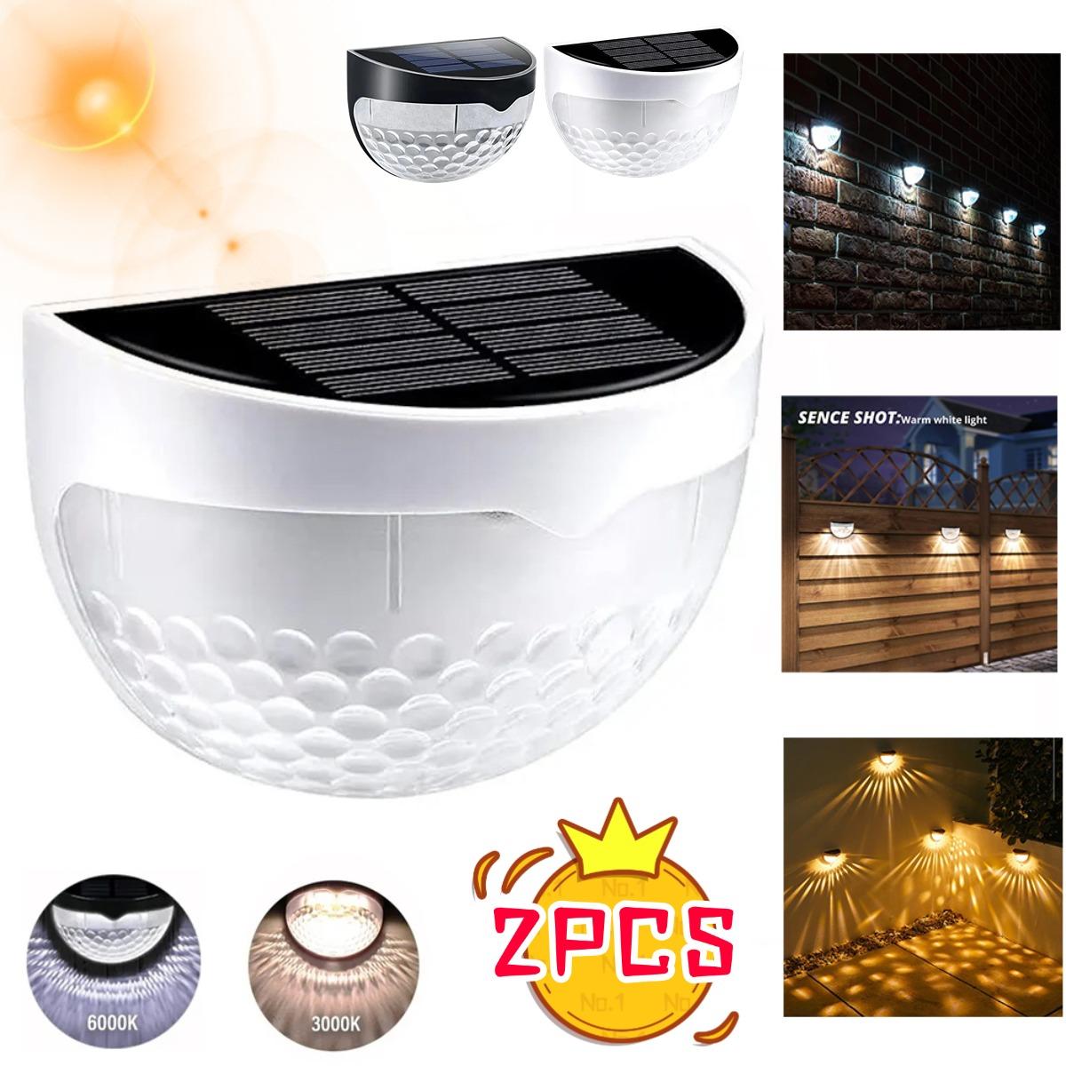 

2PCS LED Solar Light Outdoor Wall Lamps Energy Garden Lamps Waterproof Solar Fence Lamp Decoration Festoon Semi Circular Staircase Lamp 1PCS
