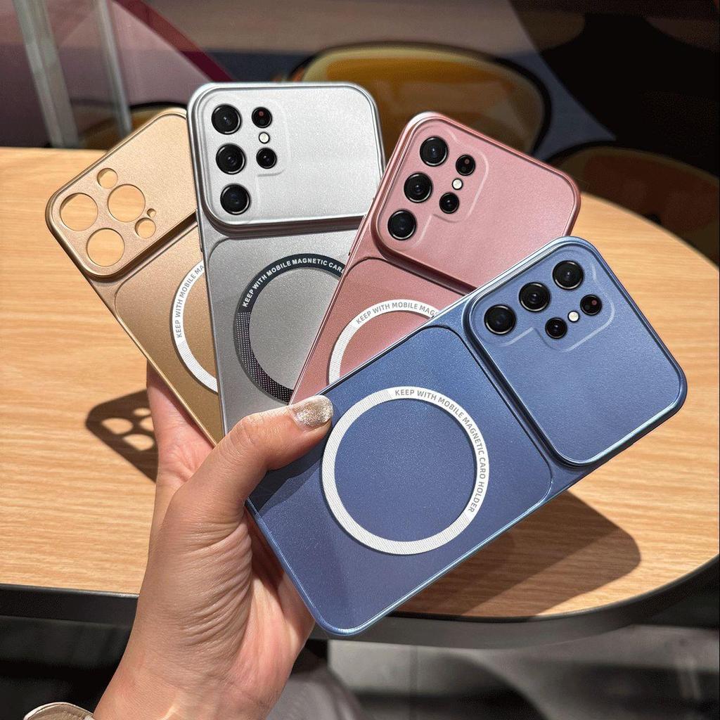 Metallic Finish Magnetic TPU Phone Case for Samsung Galaxy S24 Ultra,S23 Ultra,S22 Ultra Shockproof Matte Soft Cover