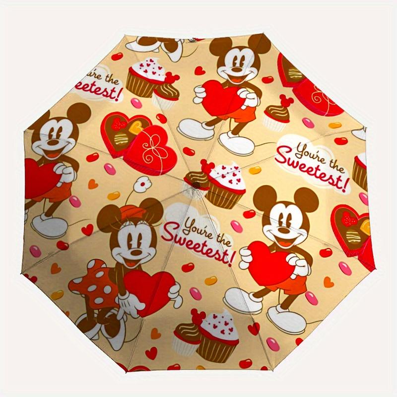 

1pc Mickey Mouse Automatic Folding Umbrella - Portable Foldable Design with 8 Ribs, Durable Plastic & Iron Frame y250725021