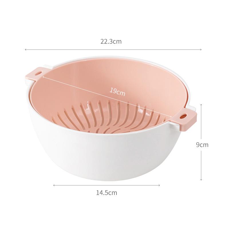 Double-Layer Plastic Drain Basket: Multi-Use Kitchen & Living Room Bowl for Washing Vegetables and Serving Fruit.