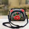 Ethnic Style Women Shoulder Bag Vintage Zipper Floral Embroidered Travel Pouch Cotton Mobile Phone Bag Crossbody Bag