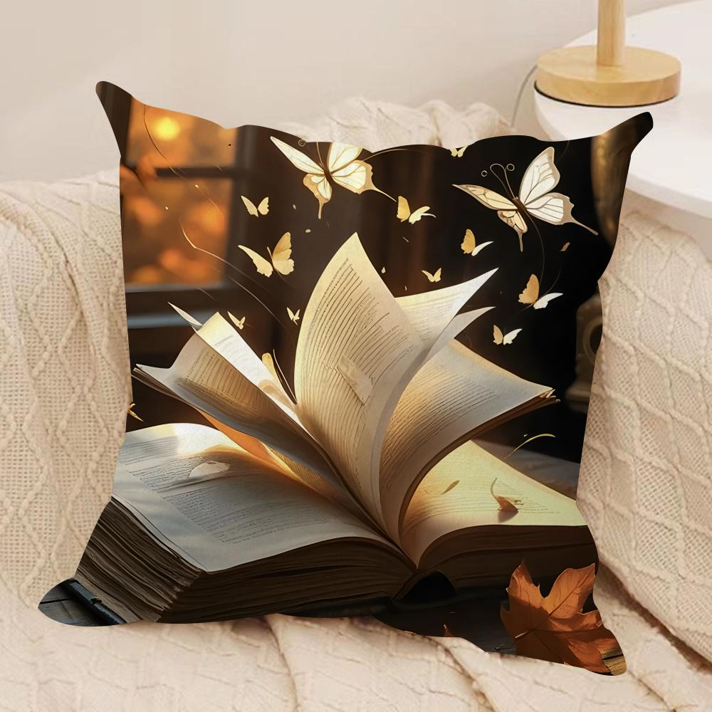 Brown Retro Autumn Time Cushion Cover Silky Short Plush Invisible Zipper Dustproof Sofa Pillow Case For Home Decor