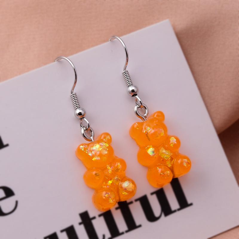 Cute Sequin Gummy Bear Dangle Earrings Cartoon Animal Drop Earrngs for Women Girls Party Holiday Jewelry Gifts
