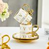 an Style Light Luxury Ceramic Coffee Cups with Dish Office Mug Gold Edged Afternoon Tea Cup Set Household Drinkware