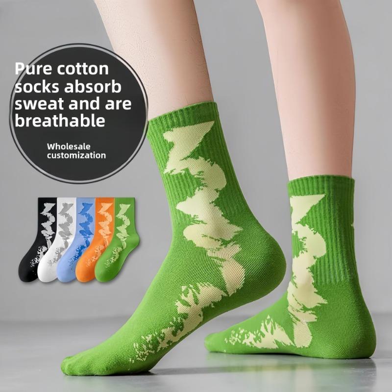 

5 Pairs of Men s Spring and Autumn Pure Cotton Sweat Absorption Deodorizing Youth Sports Basketball Stockings 5 Pairs белый