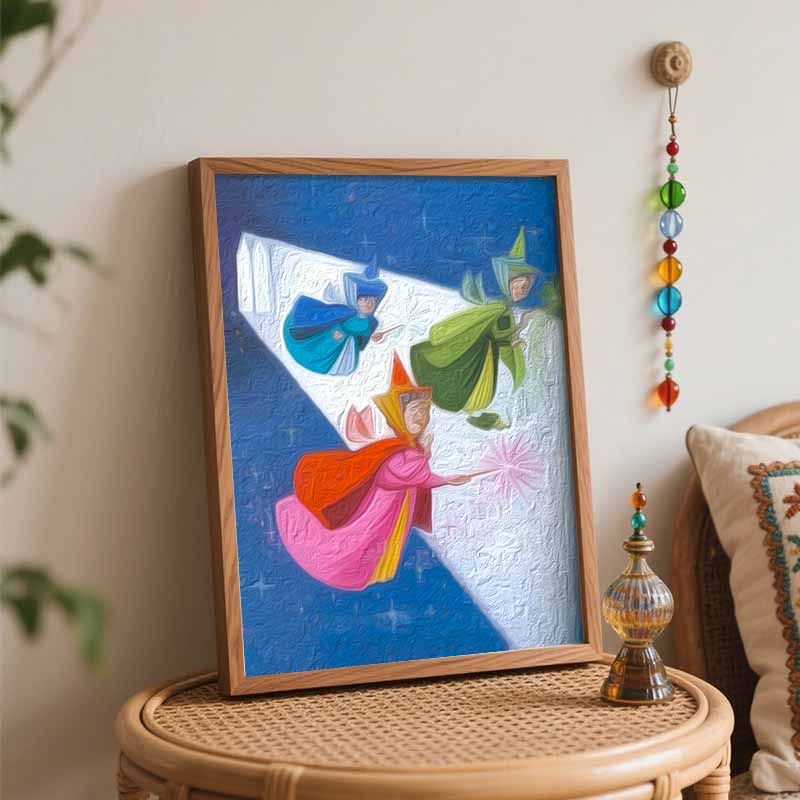 Disney DIY Sleeping Beauty Fairies Oil Painting Art Painting Kit Home Wall Decor Handmade Gift for Home Decor Bedroom Wall Art 123