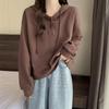 Women's Fashion Casual Spring Autumn Solid Color Print Long Sleeve Hooded Blouses & Shirts