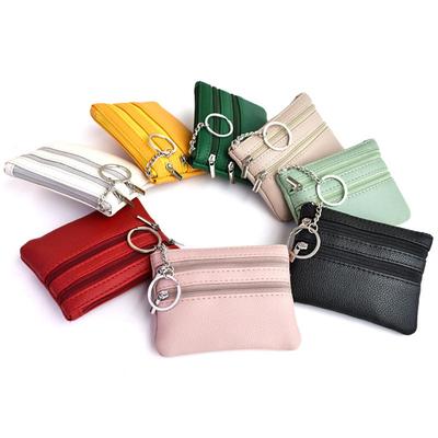 Women Small Change Money Bags Pocket Wallets Key Holder Case Solid Color Mini Functional Pouch Zipper Card Wallet Coin Purses For Women Girls