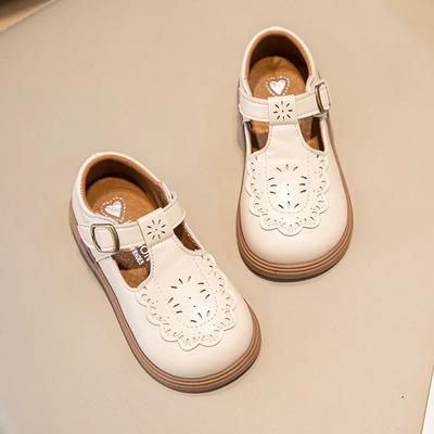 Fashion 2024 New T-Strap Mary Jane Shoes for Baby Girls Children Hollow-Out Vintage Non-Slip Flats Princess Breathable Dress Shoe