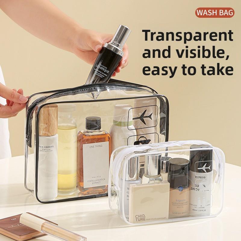 Modern Minimalist Pvc Travel Toiletry Bag With Large Capacity For Cosmetic And Bathroom Storage