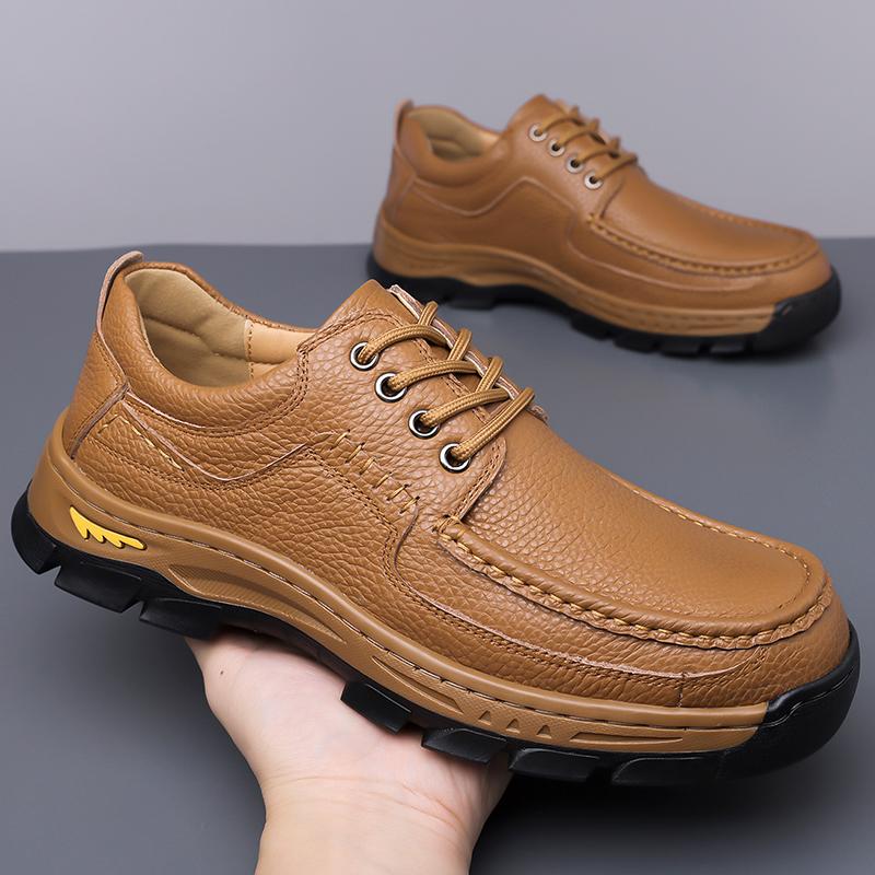 Fashion New Fashion Handmade Leather Casual Shoes Non-Slip Sneakers Man Hiking Shoes Low Top Driving Shoes Leisure Walk Treking Footwear
