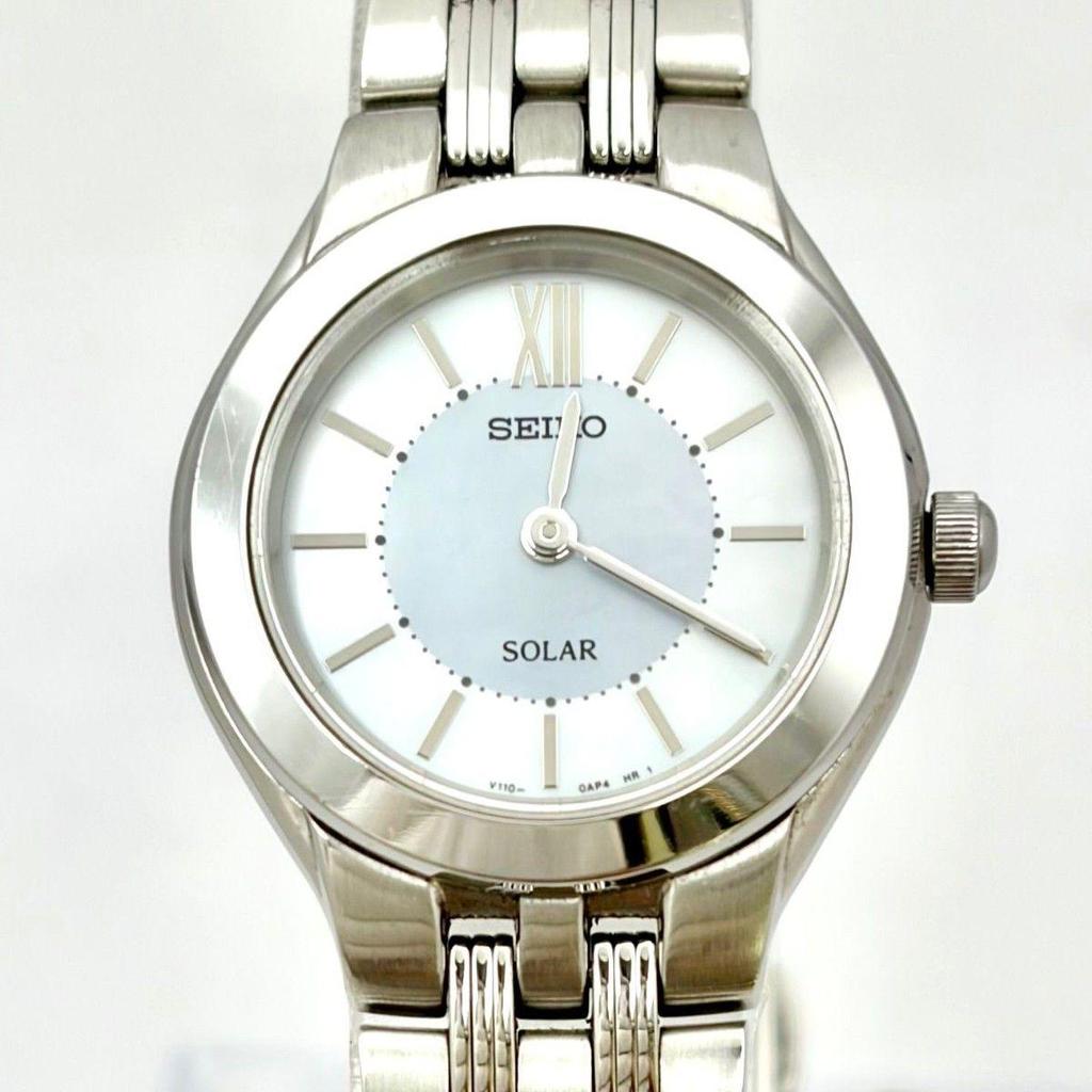 Used [Operation] SEIKO Solar Shell Ladies Watch Silver V110-0AH0 8D0188