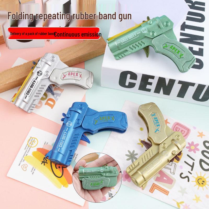 Children's Six-Shot Plastic Toy Gun - Repeating Rubber Band Shooter for Boys