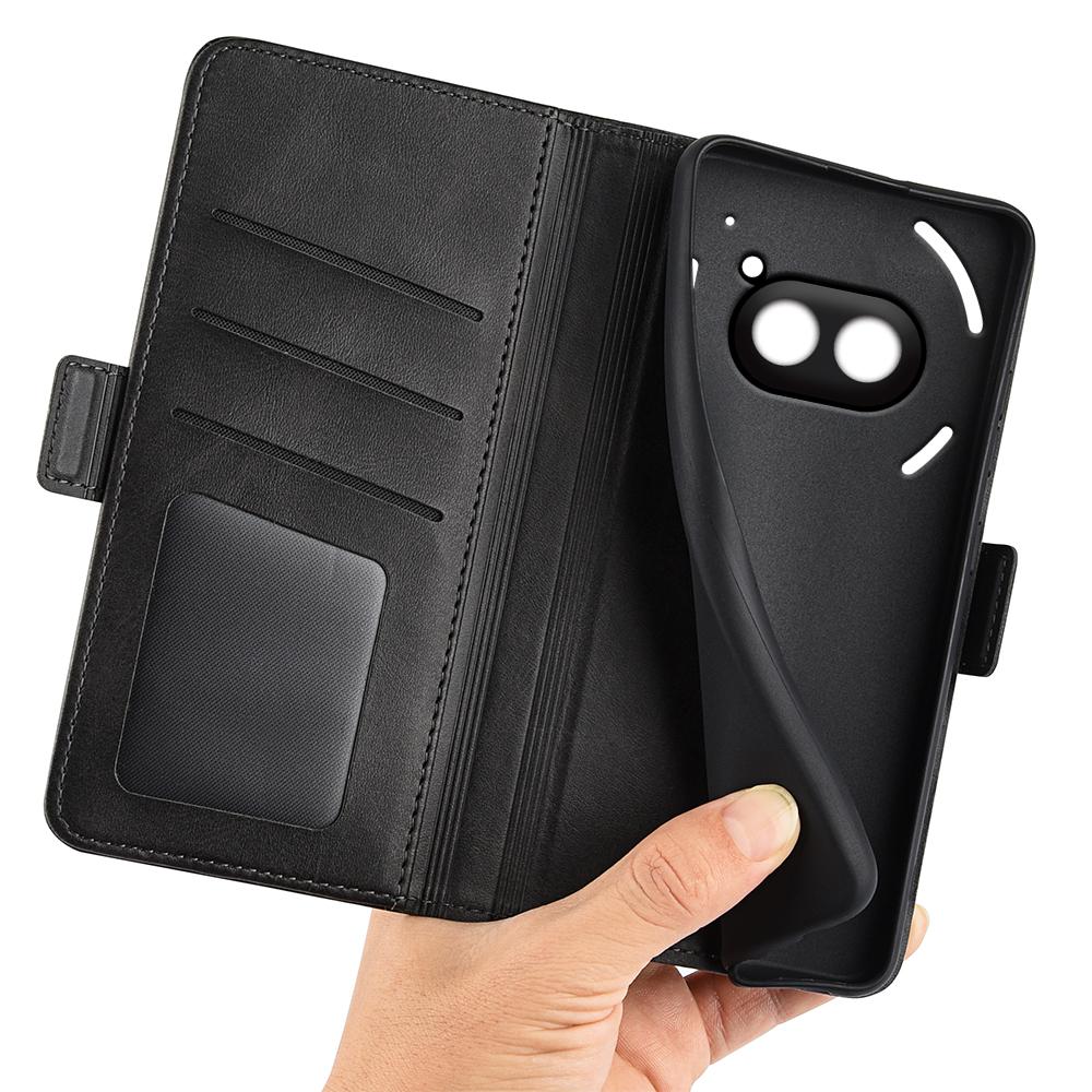 For Nothing Phone (2a) Plus/Phone (2a) Case Leather Adjustable Stand Smart Phone Cover with Dual Magnetic Clasp