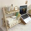Softwood 2-Tier Desk Organizer Trapezoidal Display Stand for Dorm Home School Office and More Shelf Organizers and Storage