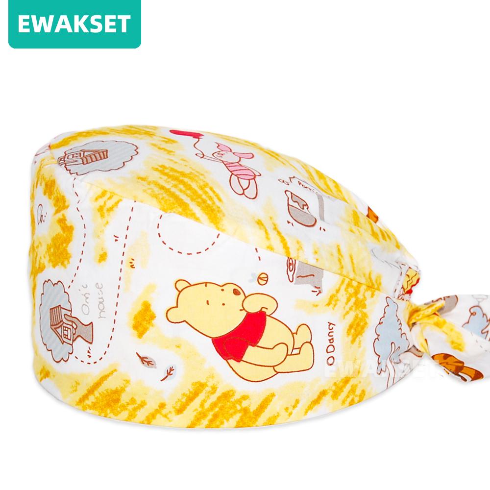 Women Men Medical Surgical Cap Doctor Hat Printed Dental Beauty Salon Chef Hats 100%Cotton Nurse Operating Room Scrub Caps