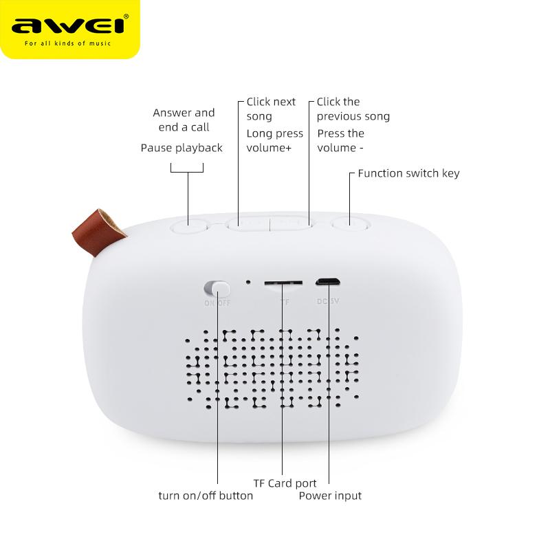 AWEI Y900 Kablosuz Bluetooth uyumlu Hoparlör Taşınabilir Su Geçirmez Bas 3D Stereo Müzik Çevre Desteği TF Kart USB