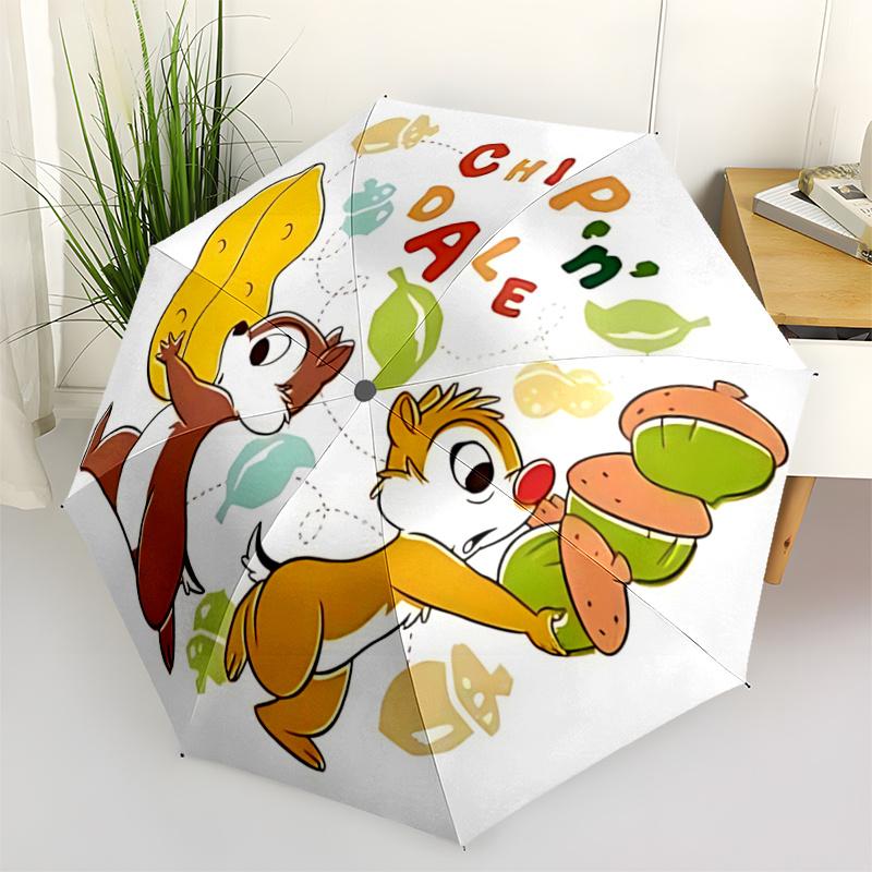 

1pc Chip n Dale s Nutty Adventure Automatic Open/CloseUmbrella-CuteUmbrella with Cute Design, Portable 3-Fold Compact Umbrella for Men & W