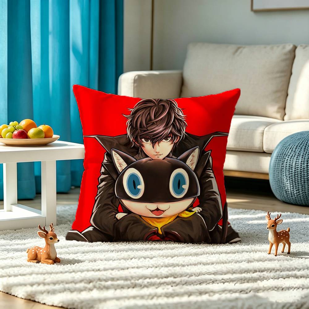 Classic Anime P-Persona 5 Square Double-Sided printed Pillow Case Bedroom Bedside Pillow Sofa Cushion Cover