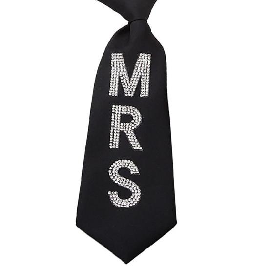 Shirt Tie Adjustable Buckle Neck Strap Short Version Rhinestone Letters MR MRS Necktie Parties Romantic Couple