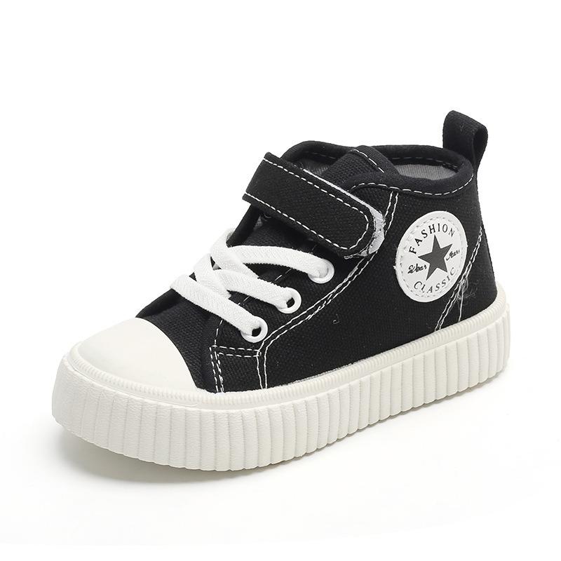 Children's Canvas Shoes - New Spring/Autumn High-Top Casual Shoes for Boys, Slip-Resistant Skate Shoes for Girls, Soft-Soled Shoes for Toddlers