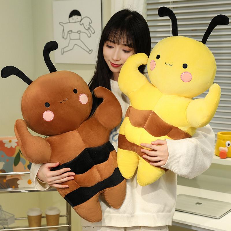 Creative soft muscle bee throw pillow plush toy doll little bee doll girl company soothing doll