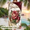 Roses Butterflies Garden Theme Quick Dry Beach Towel Custom Name Text Print Large Sand Resistant Towel Beach Vacation