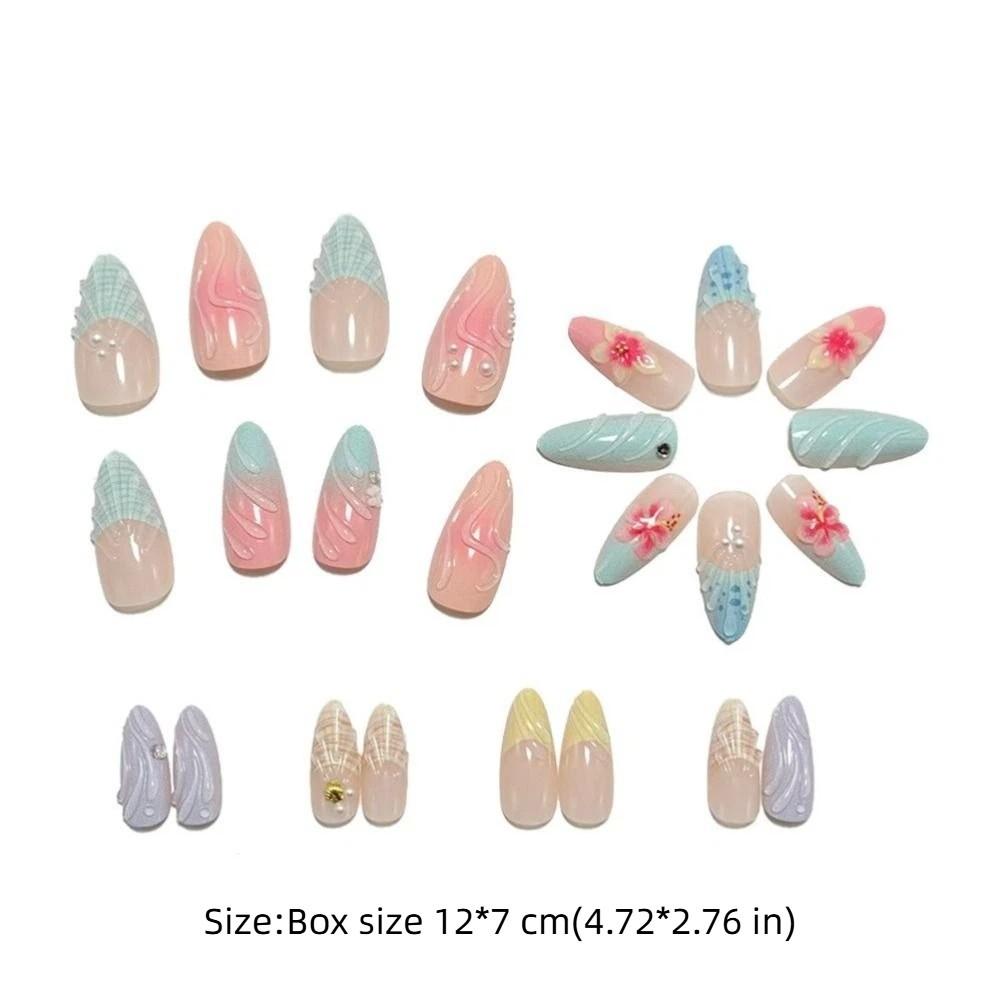 24pcs/set Detachable Press on Nails French Almond Fake Nail Tips New False Nail  Women