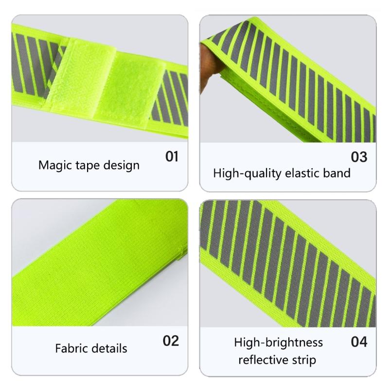 Adjustable Reflective Wristband Safety Wrist Strap with Twills Pattern for Outdoor Cycling Adventure and City Commuting