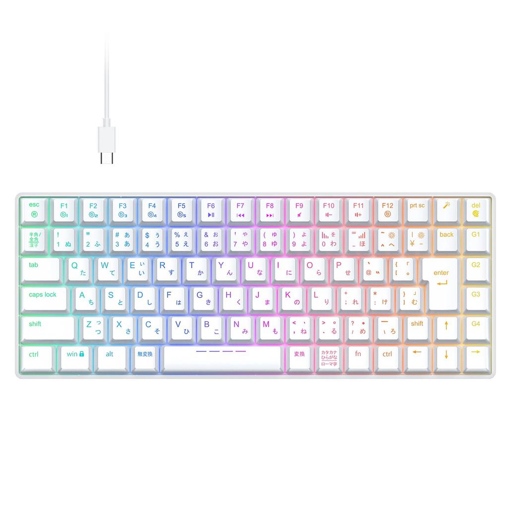 iClever G05 Tenkeyless Mechanical Gaming Keyboard, Japanese Layout, 88 Keys, 75% Size, 23 RGB Backlights, Customizable Backlighting, Quiet, Wired,
