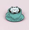 Personalized Cute Cartoon Cat Coffee Brooch - Metal Badge Clothing Accessory