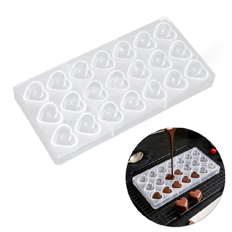 Candy Making Molds Clear Plastic Chocolate Molds 21 Grids Mini Heart Shape Baking Tray for Mousse Jelly Homes Kitchen Use