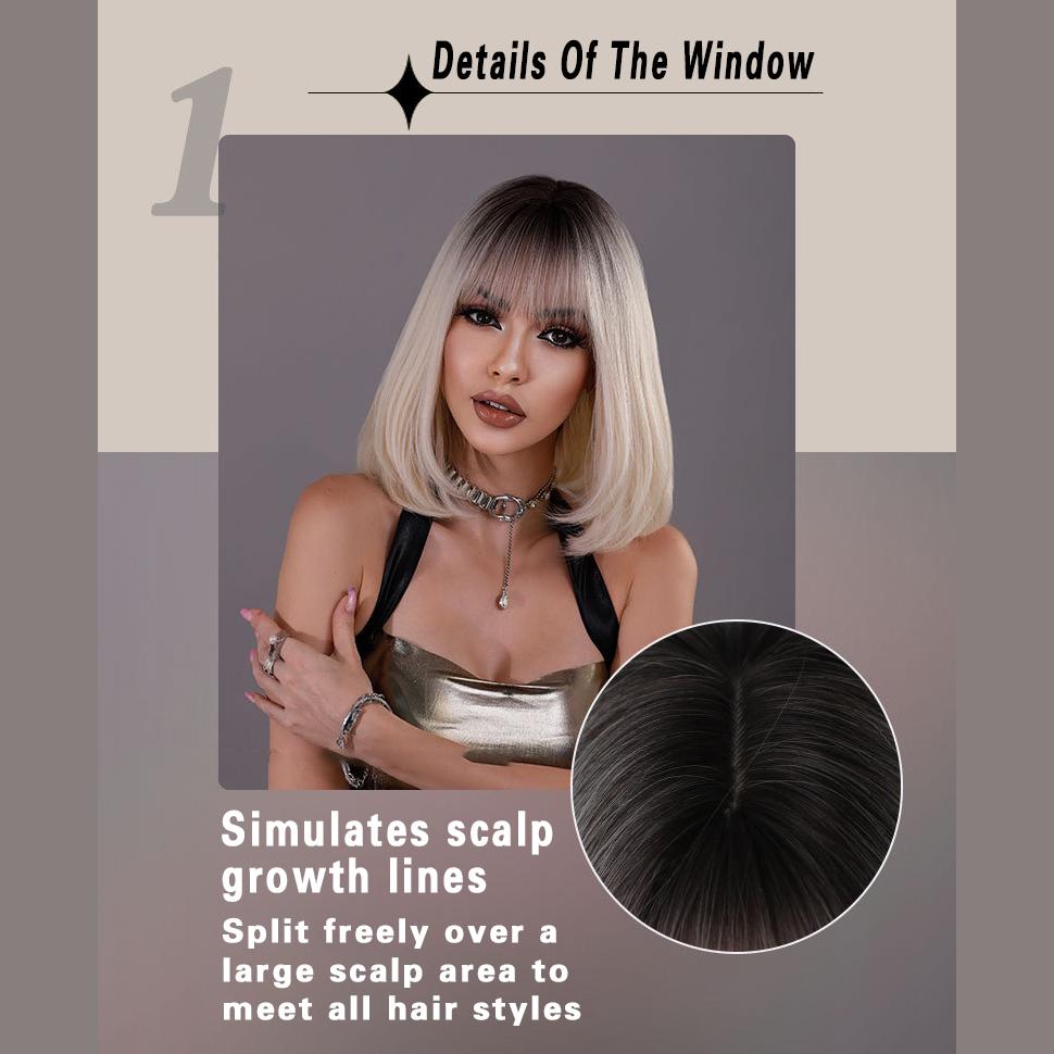 Women's 35cm Hair Simulation Hair Beige White Hair Short Hair Short Straight Hair Rose Hair Net Headwear Full Headwear Natural Reality Wig