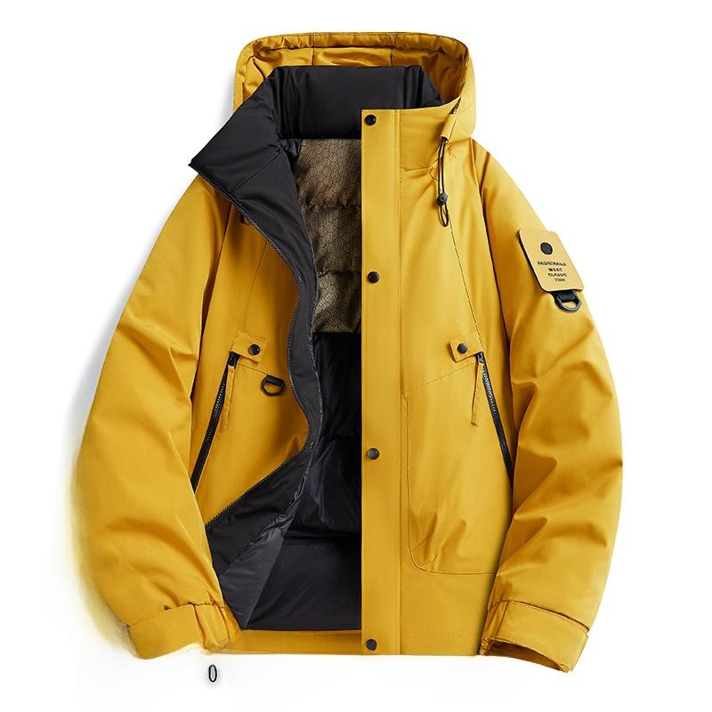 Men's Winter Thiened Cotton Stand Collar Jacket Thick and Loose Down Puffer Bread Sle Coat Warm Urban Casual Long  Zipper Coat