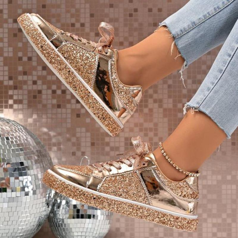 Damskie Srebrne Trampki na Platformie Skórzane Trampki z Płatkami Śniegu Kobieta Codzienne Zewnętrzne Niskie Kobiety Płaskie Wulkanizowane Buty Damskie Trampki